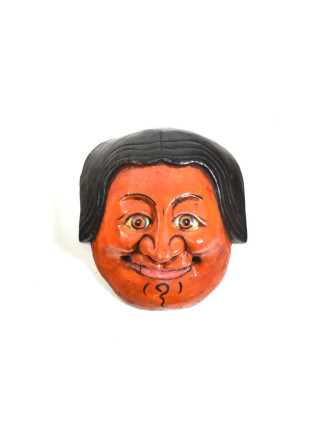 Dřevěná maska joker, oranžová, 15cm