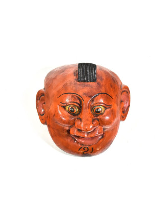 Dřevěná maska joker, oranžová, 14cm