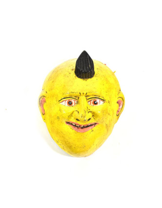 Dřevěná maska joker, žlutá, 18cm