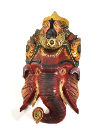 Ganeš, dřevěná maska, ručně malovaná, 50cm