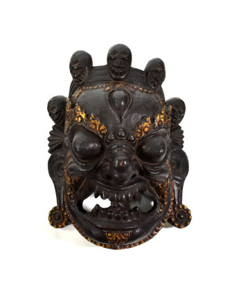 Bhairab, dřevěná maska, antik patina, ruční práce, 35cm