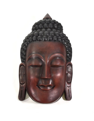 Buddha, dřevěná maska, ruční práce, 44cm