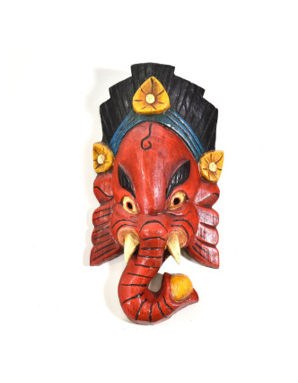 Ganeš, dřevěná maska, ručně malovaná, 32cm
