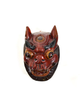 Dřevěná maska, sněžný lev, ručně malovaná, 18cm