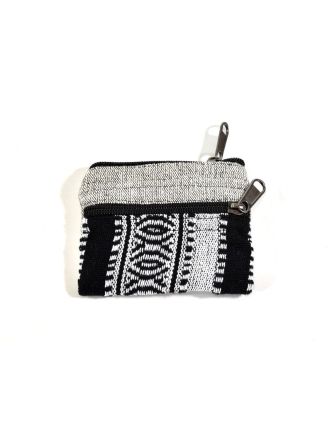 Malá bavlněná peněženka na drobné, přírodní bílá, zip, 11x9cm