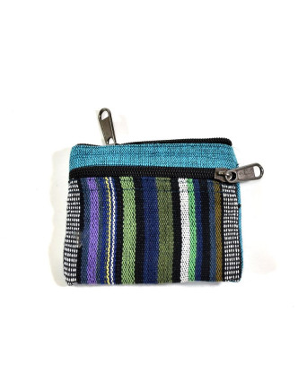 Malá bavlněná peněženka na drobné, tyrkysová, zip, 11x9cm