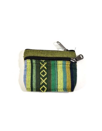 Malá bavlněná peněženka na drobné, zelená, zip, 11x9cm
