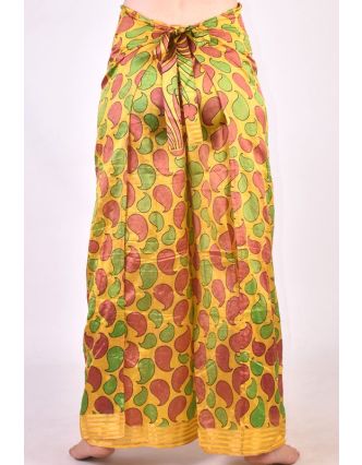 Široké kalhoty zavinovací z recyklovaných sárí, mix barev a designů