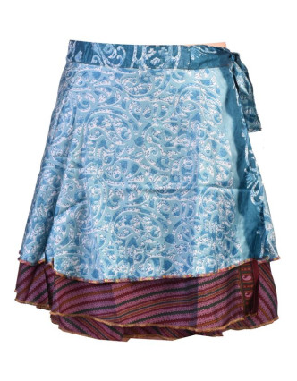 Krátká zavinovací sukně z recyklovaných sárí