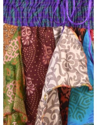 Multibarevná mini sukně ze sárí s volány (top), bobbin, mix barev a designů