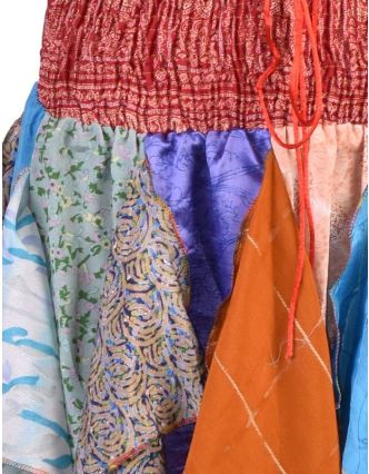 Multibarevná tříčtvrteční sukně s cípy (šaty), sárí, bobbin, mix barev a desi