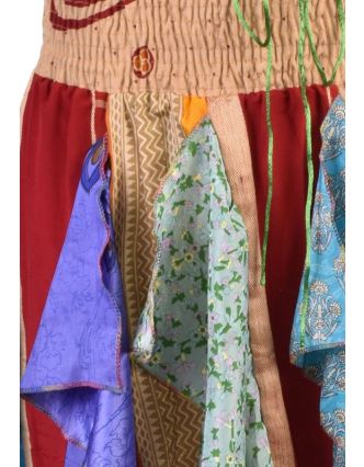 Multibarevná tříčtvrteční sukně s cípy (šaty), sárí, bobbin, mix barev a desi