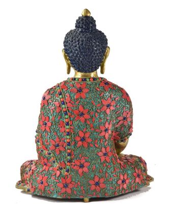 Buddha Šakjamuni, vykládaný polodrahokamy,  34cm
