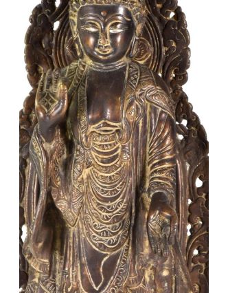 Buddha Maitréja stojící na želvě, mosazná socha, 45cm