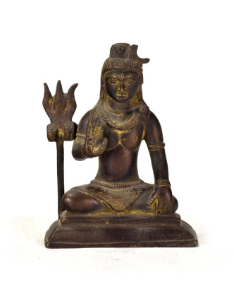 Sedící Šiva, stará mosazná soška, 10cm