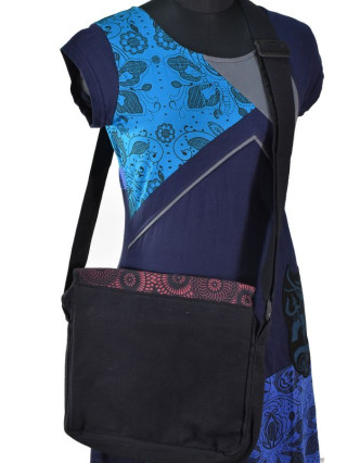 Bavlněná taška přes rameno s potiskem, tyrkysová, 30x30cm