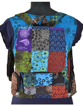 Bavlněný batoh s potiskem, patchwork, 38x32 cm