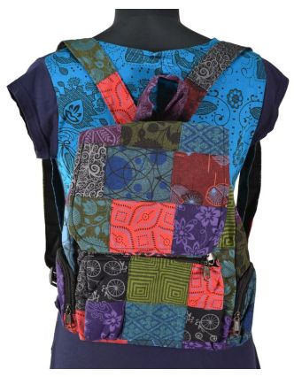 Bavlněný batoh s potiskem, patchwork, 38x32 cm
