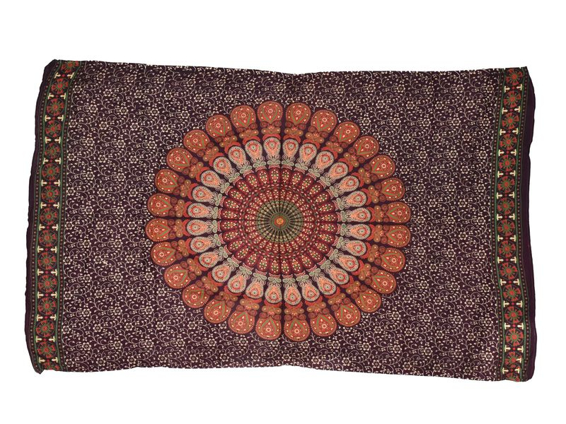 Tmavě fialový sárong s ručním tiskem, "Naptal" design, 110x170cm