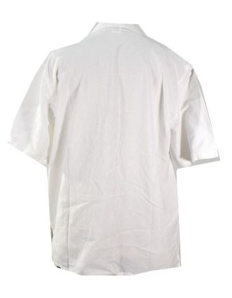 Bílá pánská košile-kurta s krátkým rukávem a kapsičkou, měkčené provedení