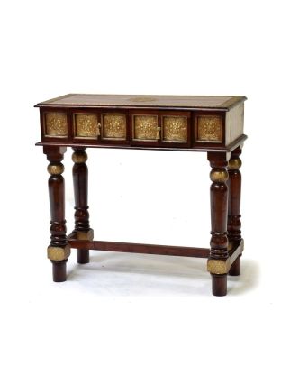 Konzolový stolek z palisandru zdobený mosazným kováním, 90x40x85cm