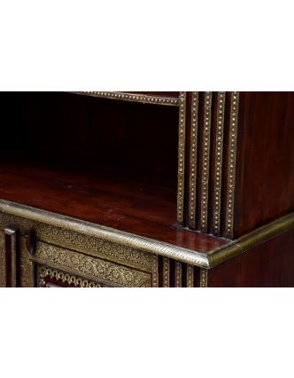 Knihovna z palisandrového dřeva zdobená mosazným kováním, 100x45x200cm