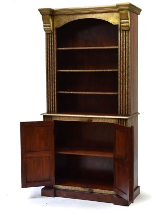 Knihovna z palisandrového dřeva zdobená mosazným kováním, 100x45x200cm