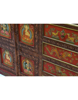 Komoda se šuplíky v tibetském stylu z mangového dřeva, 122x26x92cm