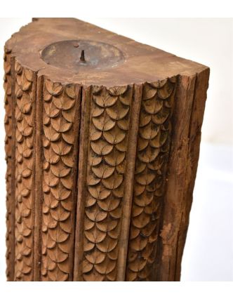 Antik svícen z teakového dřeva, 20x20x80cm