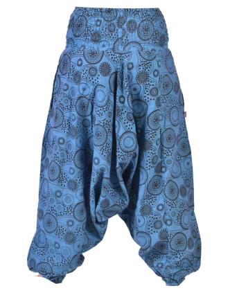 Modré turecké kalhoty s potiskem mandal