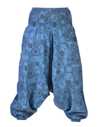 Modré turecké kalhoty s potiskem mandal