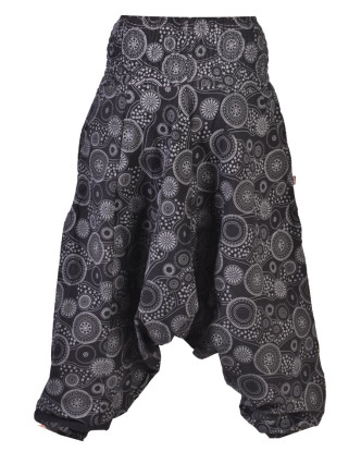 Černé turecké kalhoty s potiskem mandal