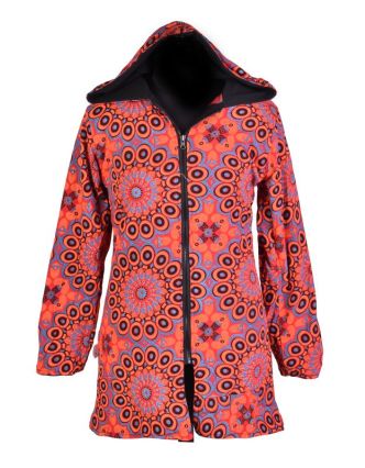 Černo-červený oboustranný fleecový dámský kabátek s kapucí zapínaný na zip, Butt