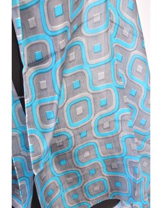 Hedvábný šátek s motivem , modrý, 170x105cm