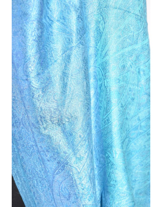 Luxusní šál s třásněmi, modrý, 180x70cm