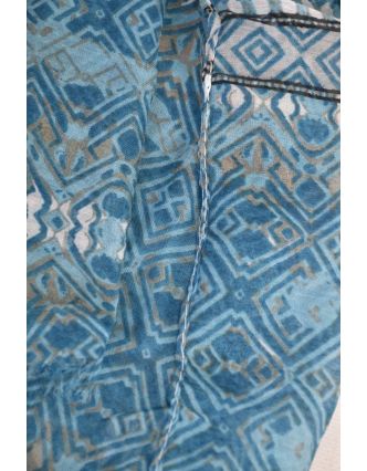 Velký šátek s motivem, tyrkysová, 180x110cm