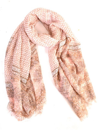 Velký šátek s motivem, růžová, 180x110cm