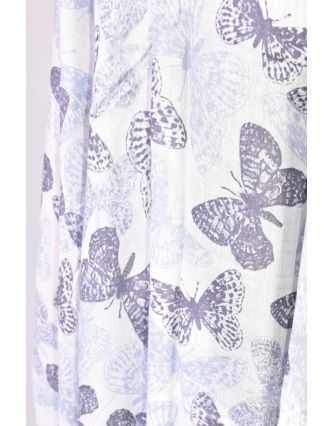 Velký šátek s motivem motýlů, modrá, 220x180cm