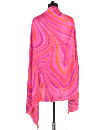 Velký šátek s motivem, růžová, 170x110cm