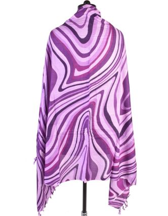 Velký šátek s motivem, fialová, 170x110cm