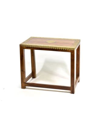 Stolička z palisandrového dřeva zdobená mosazným kováním, 60x35x52cm