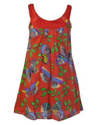 Šaty, krátké, ,,Butterfly design", červené, elastická ramínka a výstřih