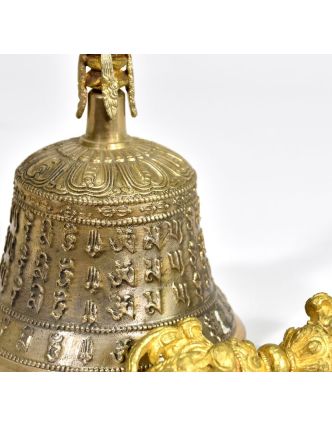 Tibetský zvon a dorje,zlatá barva, ornament, 19cm