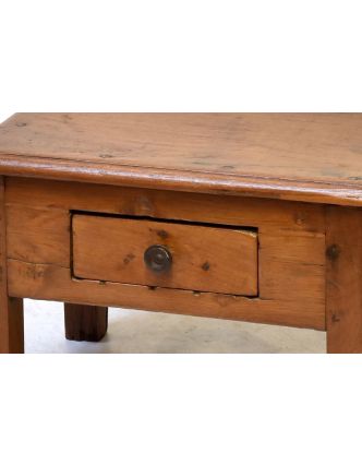 Starý kupecký stolek se šuplíkem z teakového dřeva, 49x33x32cm