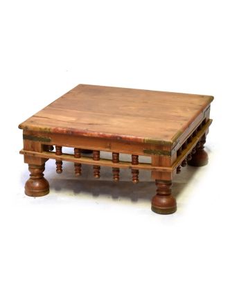 Starý čajový stolek z teakového dřeva, 60x60x30cm