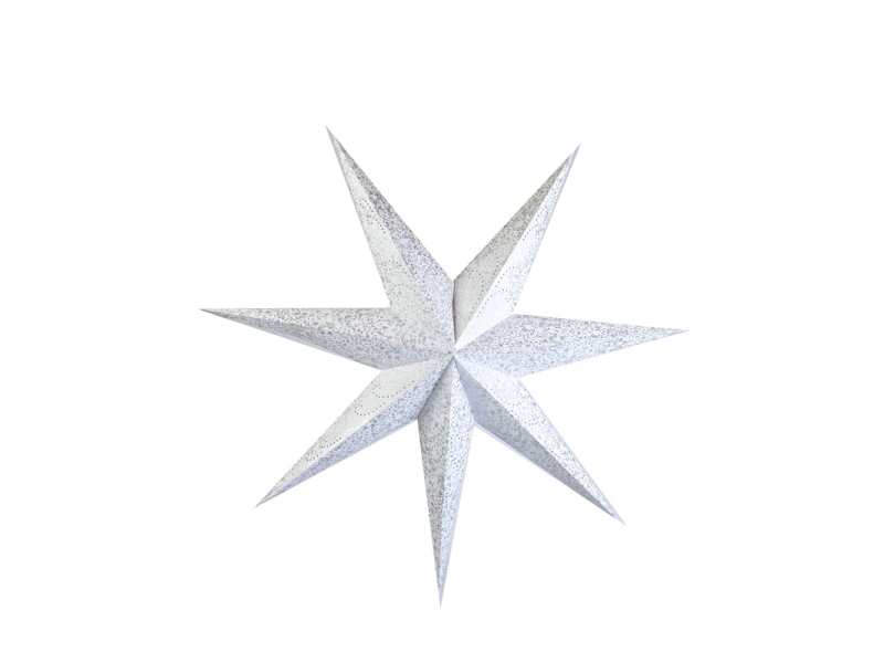 Bílý papírový lampion hvězda, postříbřená, 7cípů, 140cm