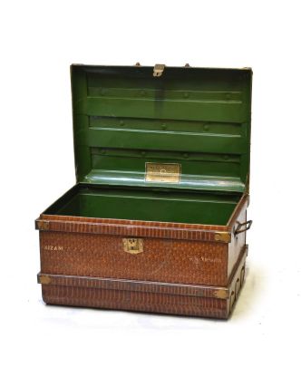 Plechový kufr, antik, hnědý, 67x47x42cm