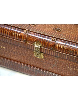Plechový kufr, antik, hnědý, 67x47x42cm