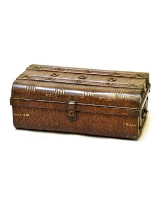 Plechový kufr, antik, hnědý, 69x43x27cm