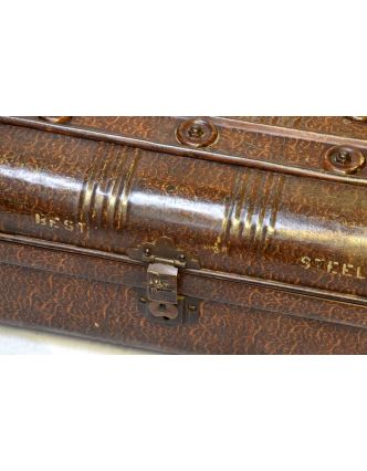 Plechový kufr, antik, hnědý, 69x43x27cm
